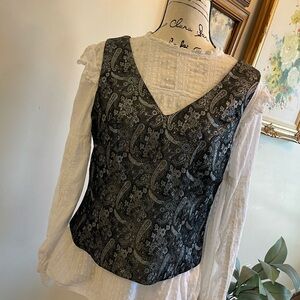 VINTAGE Elegant Black and Gray Paisley VEST SIZE 10